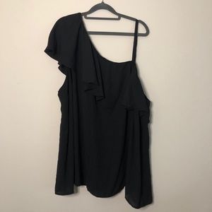 Torrid 4 Black Chiffon One Shoulder Top